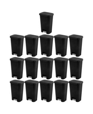 11.9 Gal Rectangle Step On Trash Kitchen Wastebasket, Black (16 Pack)