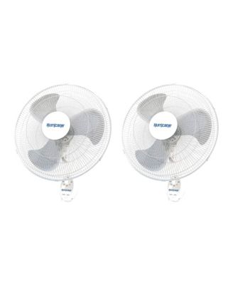 Supreme 18 Inch 90 Degree Oscillating 3 Speed Wall Fan, White (2 Pack)
