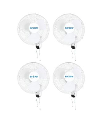 Classic 16 Inch 90 Degree Oscillating 3 Speed Wall Fan, White, 4 Pack