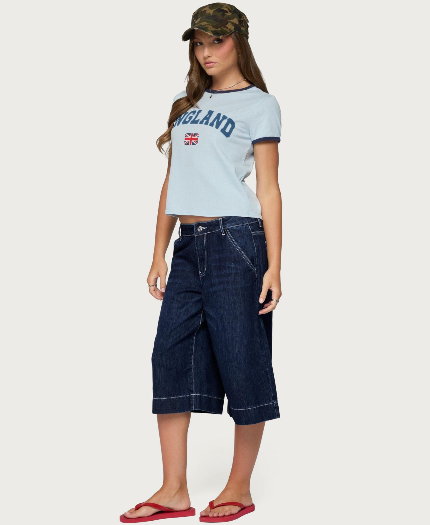 Women's Letty Low-Rise Wide-Leg Denim Bermuda Shorts, 16" Inseam