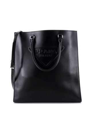 Medium Triangle Logo Convertible Open Tote Leather