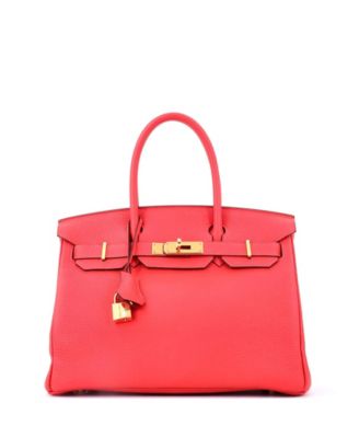 Pre-Owned Hermes Birkin 30 Handbag Red Togo with Gold Hardware