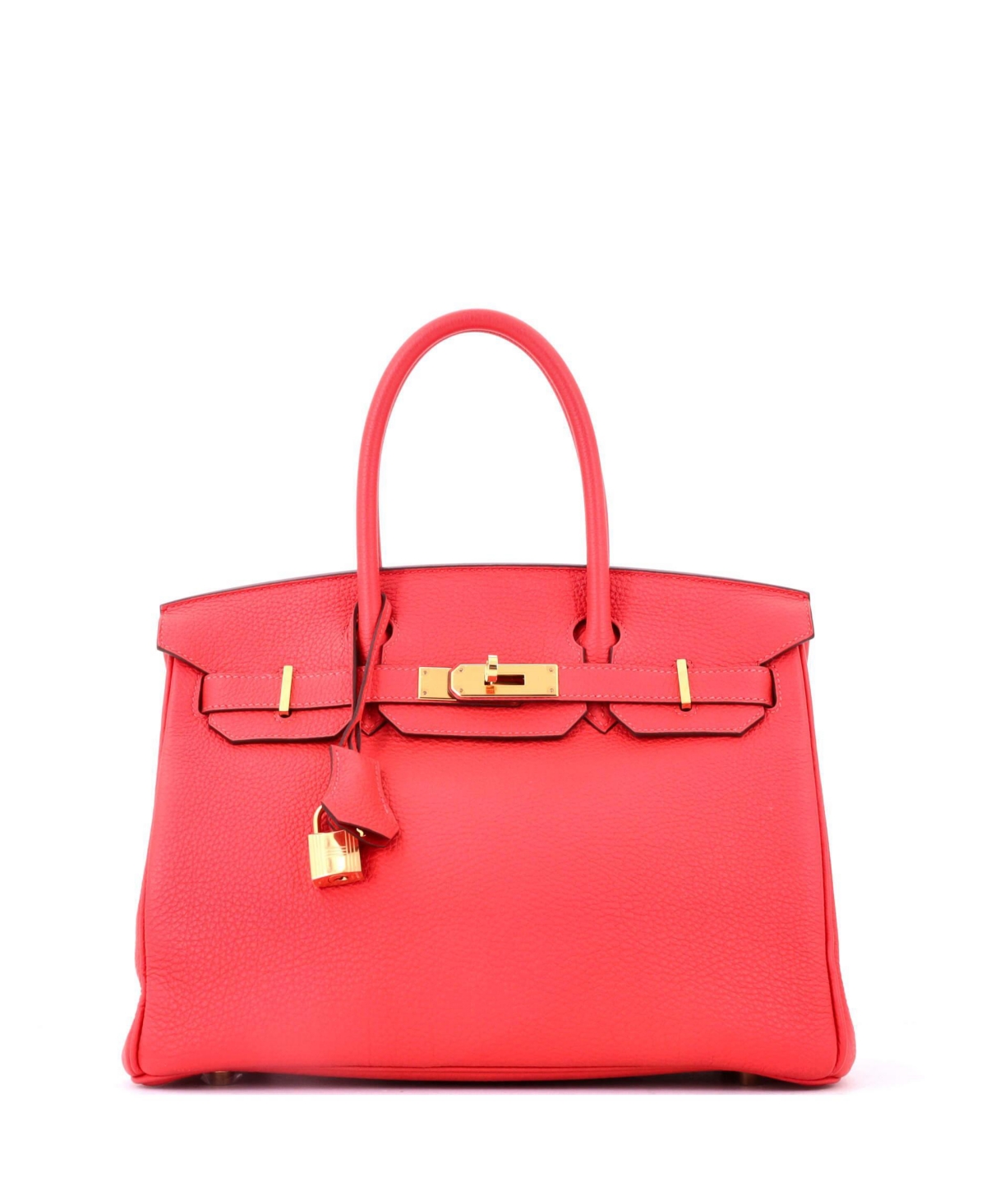 Pre-Owned Hermes Birkin 30 Handbag Red Togo with Gold Hardware - Red