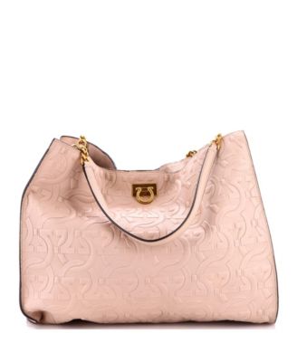 Large Trifolio Tote Gancini Embossed Leather