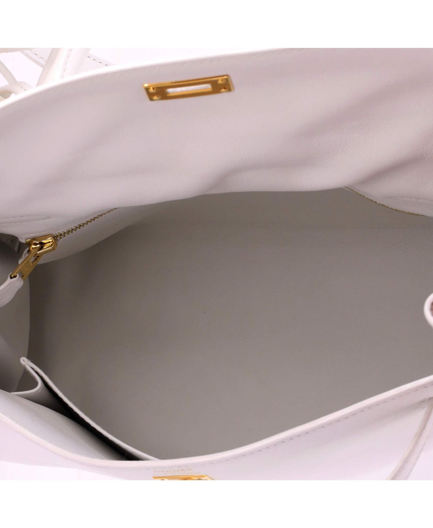 Pre-Owned Hermes Kelly 25 Handbag White Swift with Gold Hardware