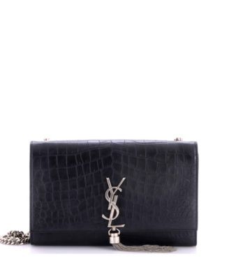 Medium Classic Monogram Tassel Crossbody Bag Embossed Leather