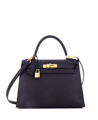 Pre-Owned Hermes Kelly 28 Handbag Black Epsom with Gold Hardware