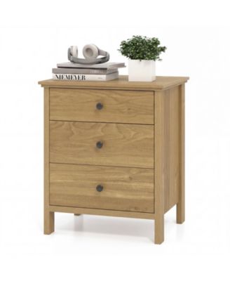Nightstand with 3 Drawer for Bedroom Compact Storage Chest Modern Sofa Side