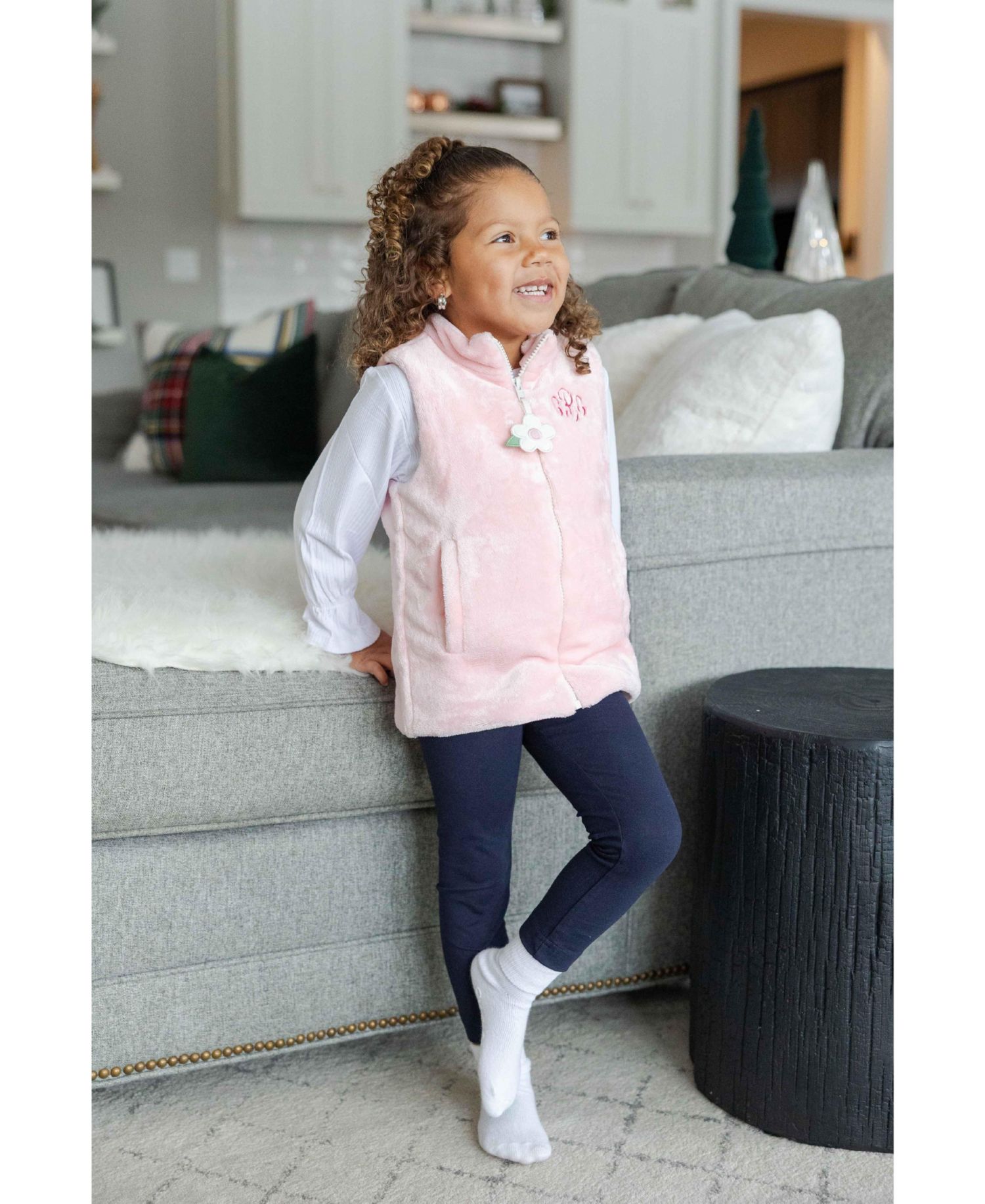 Big Girls (7-8) Plush Fleece Zip Up Vest Jacket