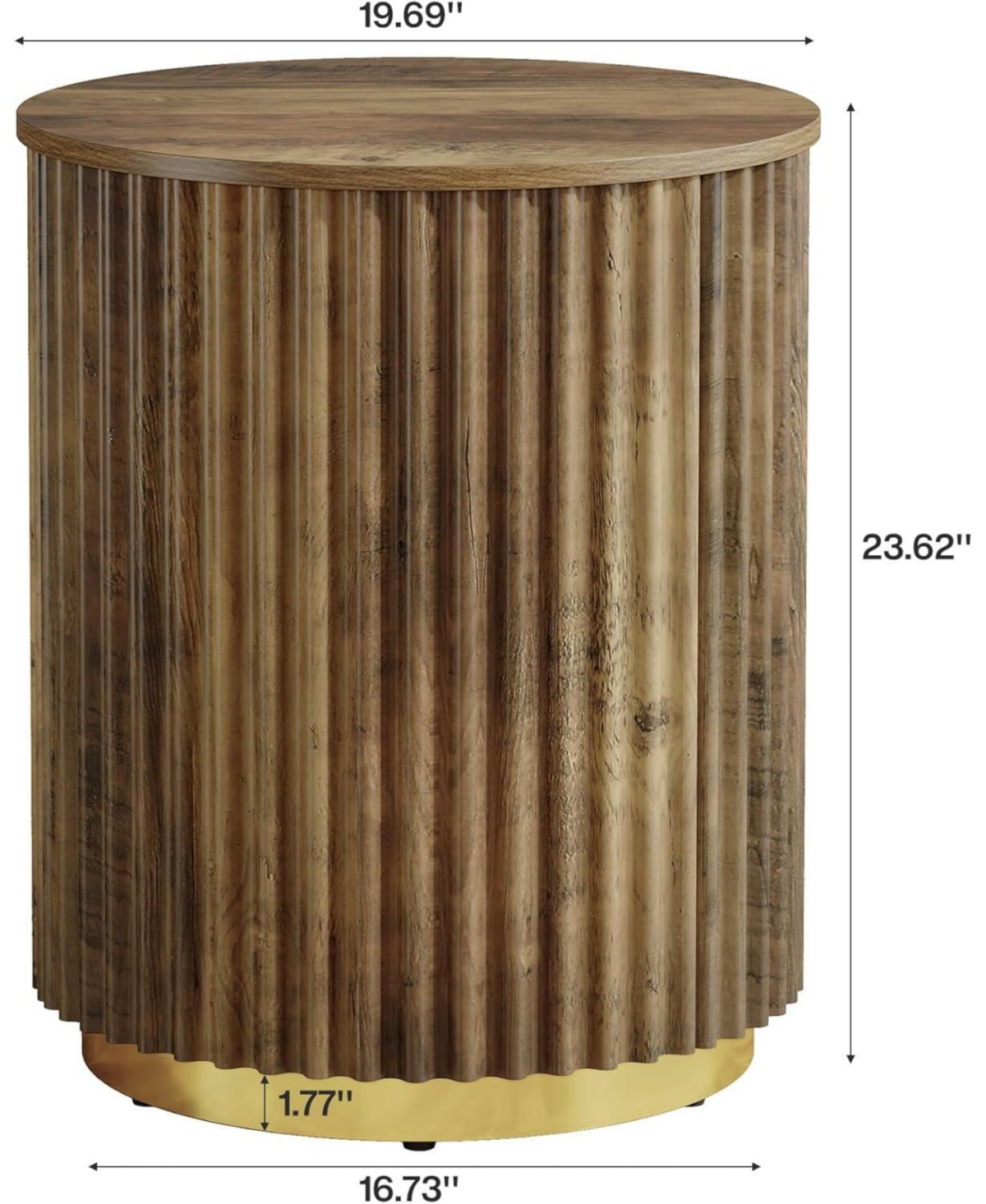 Tribesigns Fluted Round Side Table, Small Bedside Table for Sofa, for Small Spaces, Living Room, Bedroom