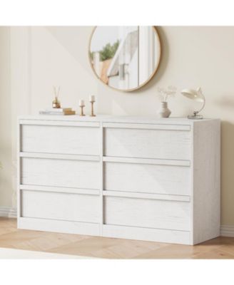 6 Dresser for Bedroom, 46.7" Wide Dresser, Freestanding Horizontal Drawer with Storage, Wooden Closet Chest Storage for Living Room, Entryway