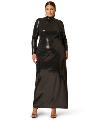 Plus Size Sequin Open-Back Cutout Long Dress