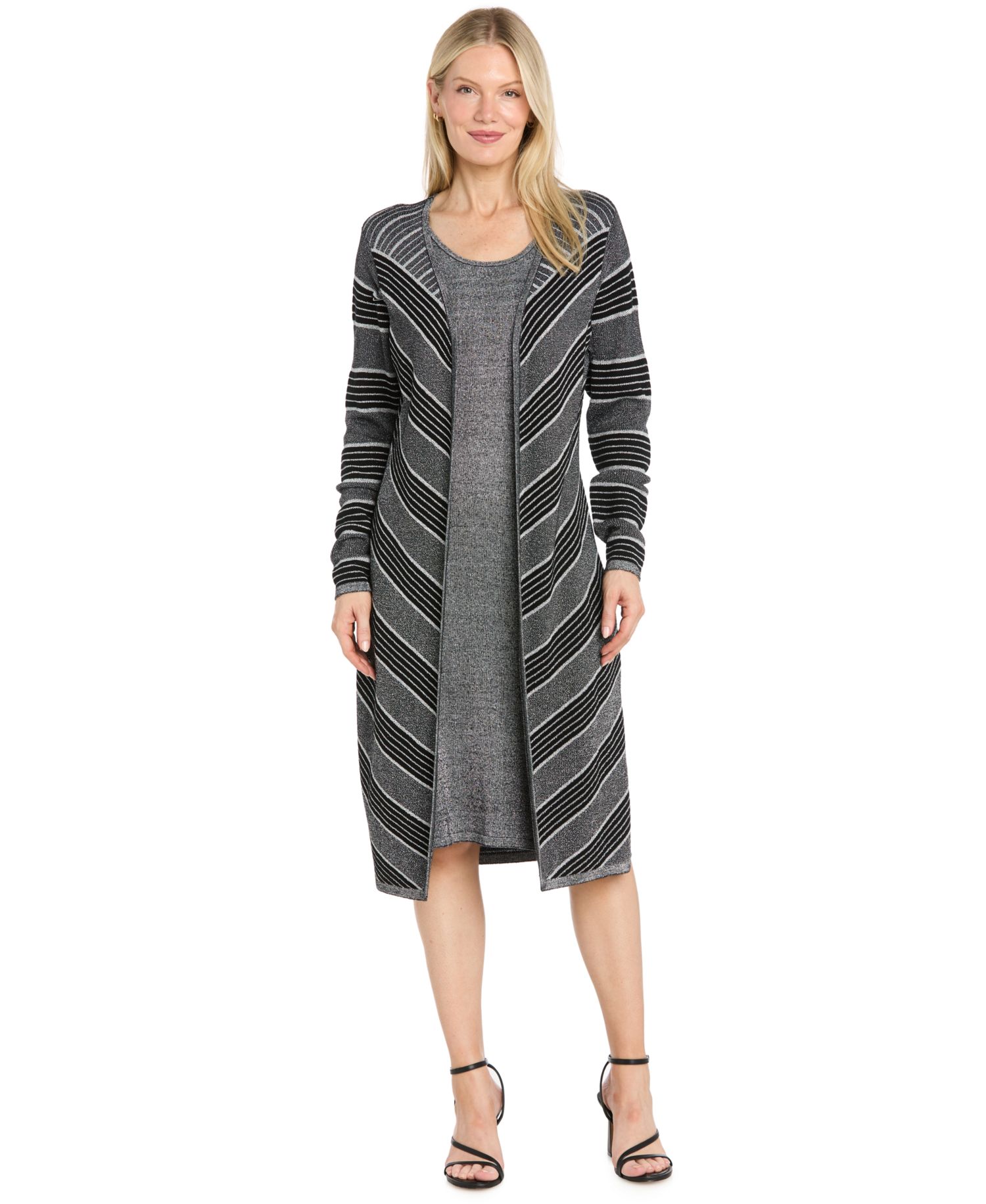 Petite Two-Piece Metallic Midi Sweater Dress