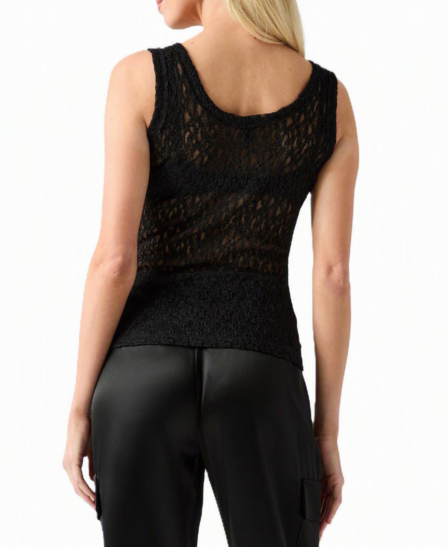 Женский топ GUESS Matilde Lace Scoop Neck, цвет: Угольно-чёрный — фото 4