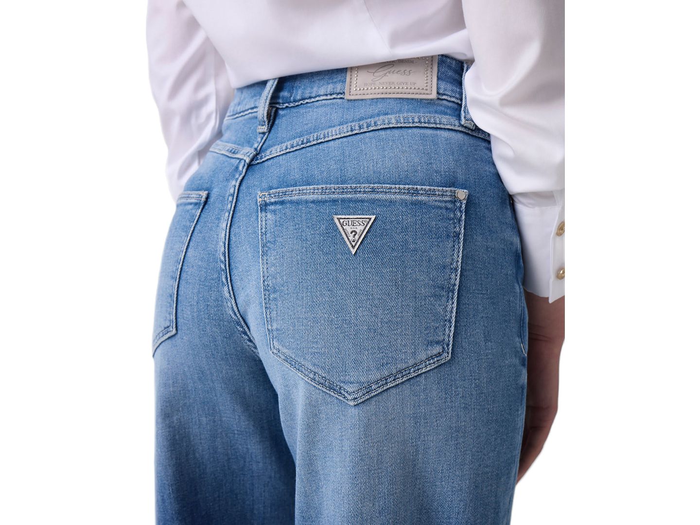 Женские джинсы GUESS Bellagio High-Rise Wide-Leg Stretch Denim Jeans, цвет: Twin Light — фото 4