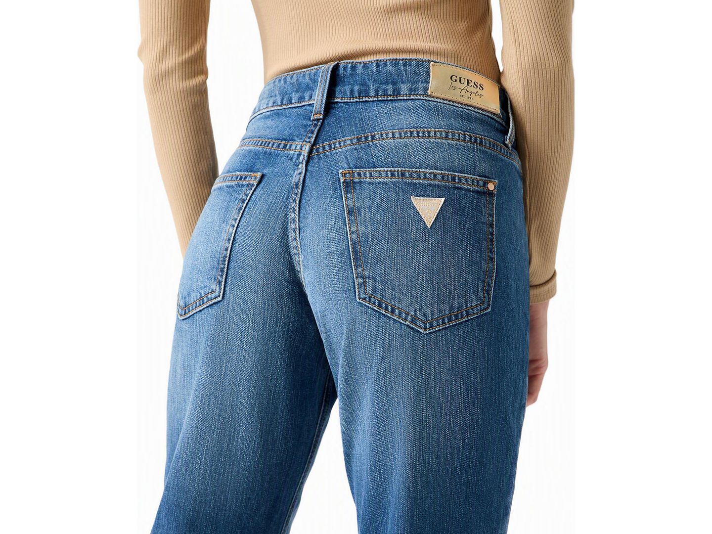 Женские джинсы GUESS Nicky Straight-Leg Mid-Rise, цвет: Lowkey Mid — фото 3