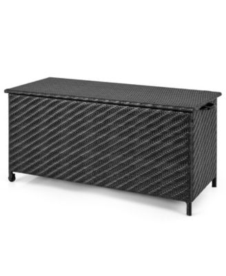 85-Gallon Wicker Deck Box with Zip-Out Liner, Patio Storage Table