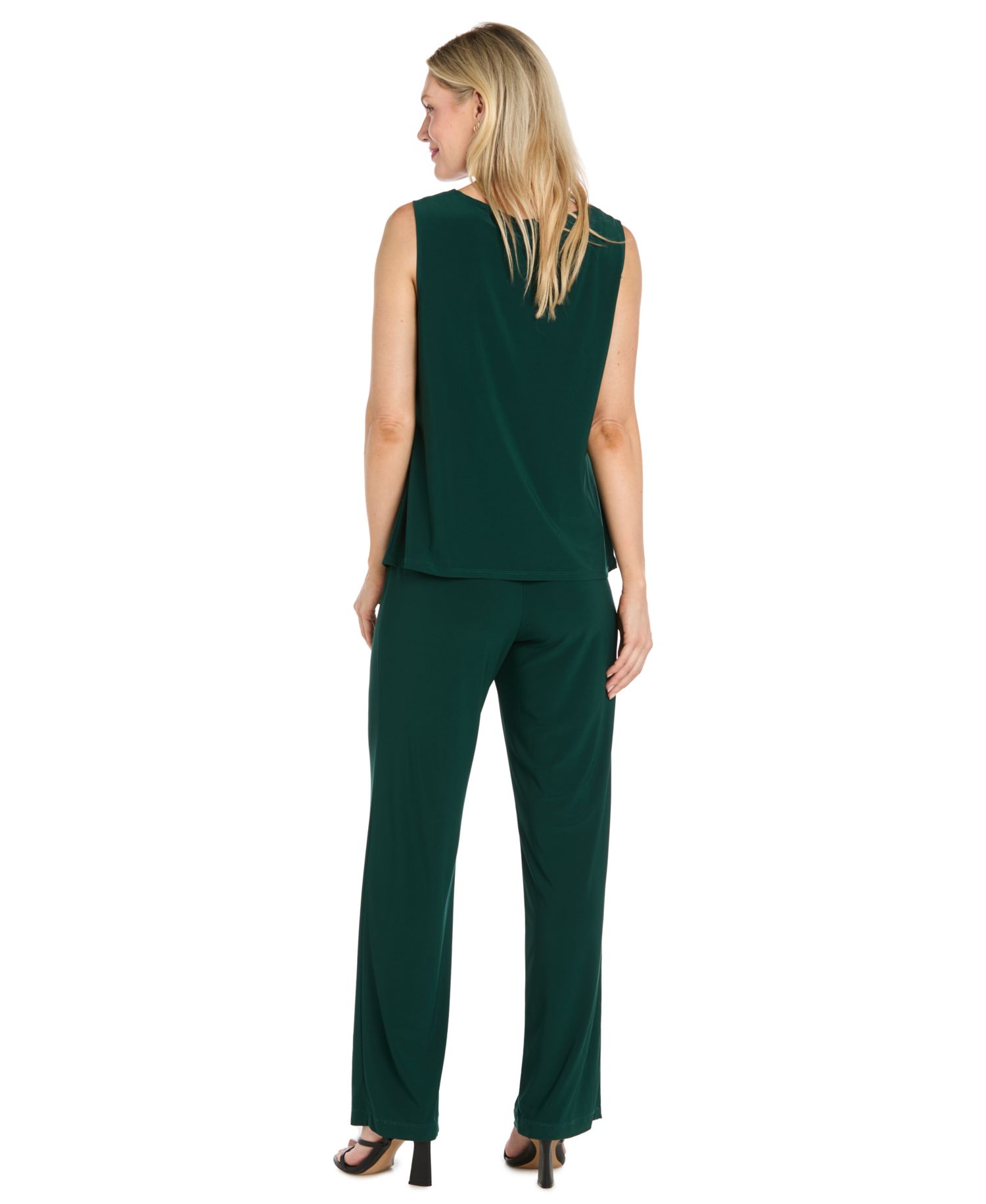 Women's Floral-Print Mesh Wide-Leg Jacket, Cami and Pants Set