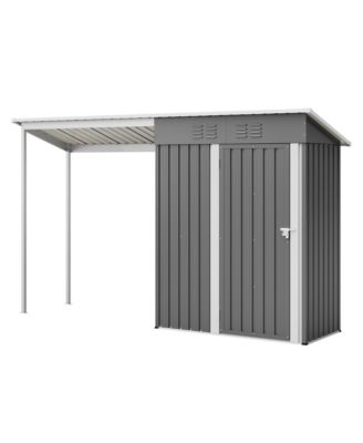 5x3FEET 2-in-1 Galvanized Steel Shed and Gazebo Combo, Lean-To Storage with Open Pergola