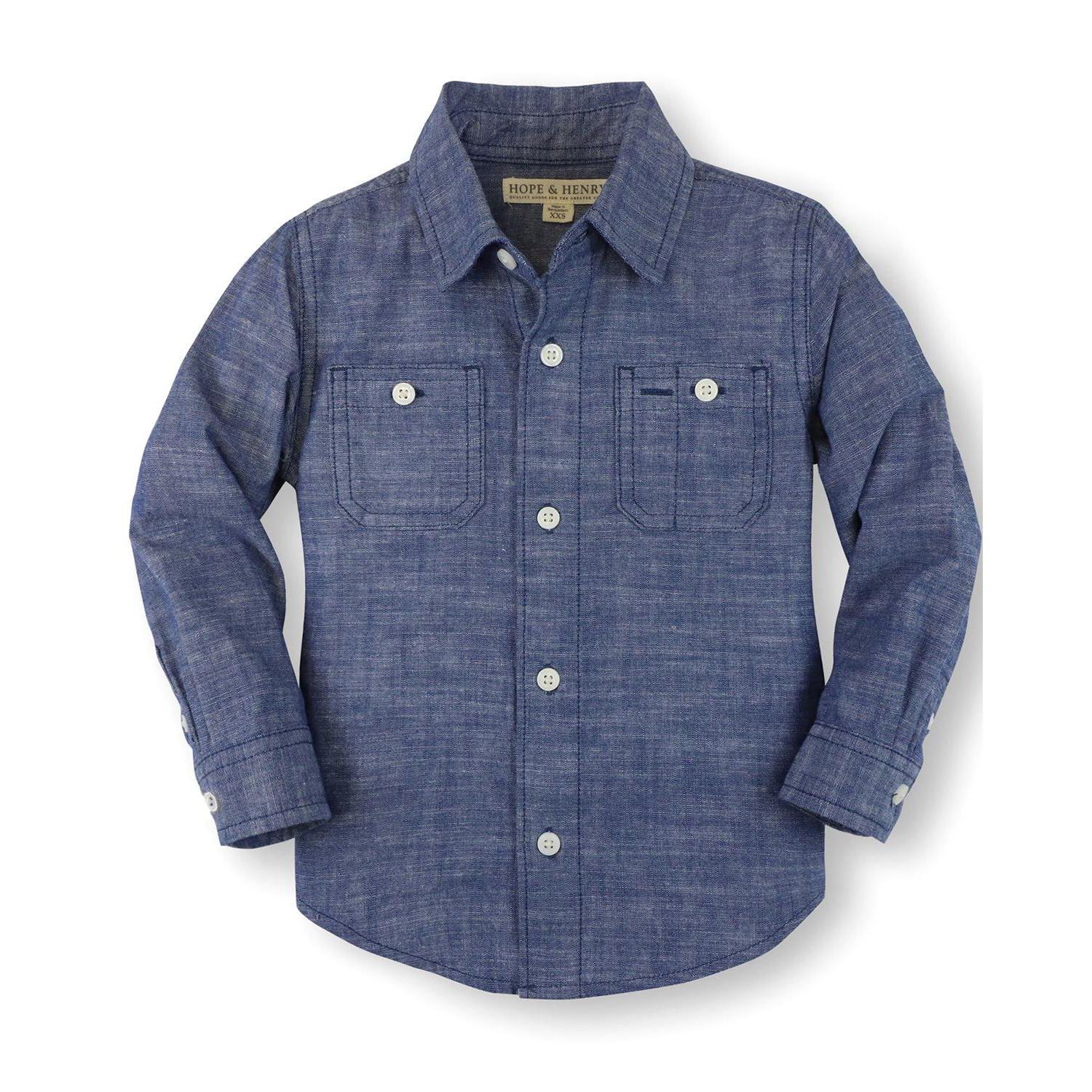 Little and Big Boys' 5- 7 Organic Long Sleeve Chambray Shirt