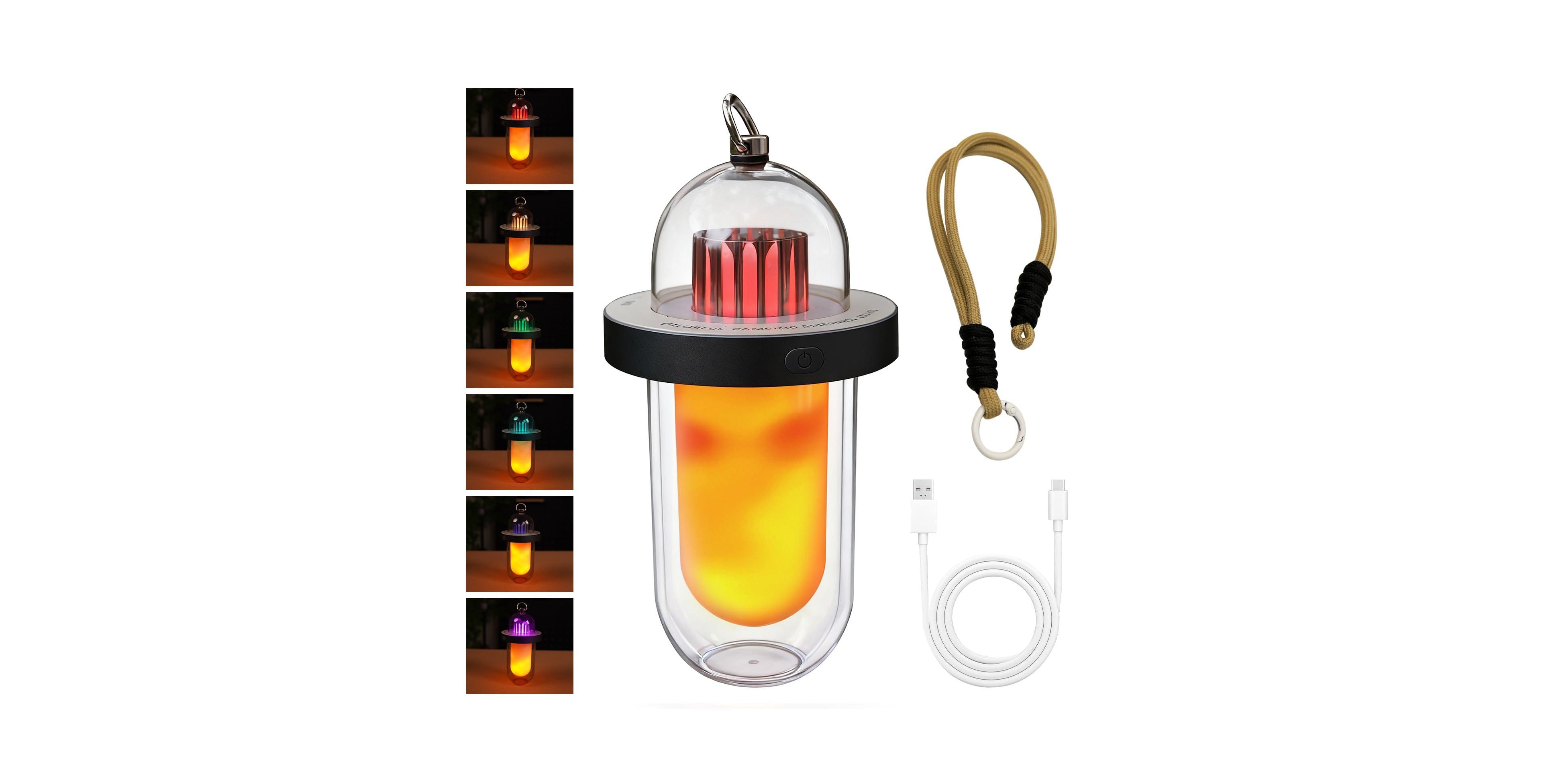 Aronkl Rechargeable Led Camping Lantern Flickering Flame IP54 Waterproof Outdoor Light
