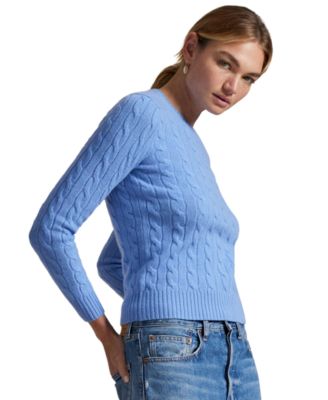 Women's Cable Wool-Cashmere Crew Neck Sweater