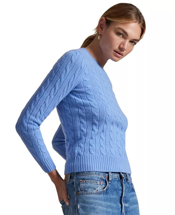 Women's Cable Wool-Cashmere Crew Neck Sweater - thumbnail 10
