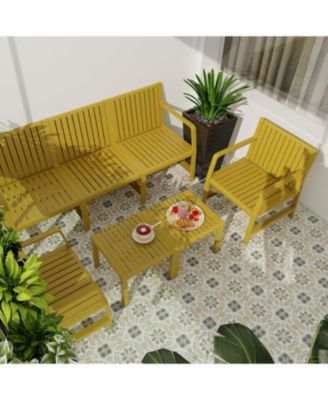 5 Piece Outdoor Furniture Set 3-Seater Sofa 2 Chairs and 2 Coffee Tables