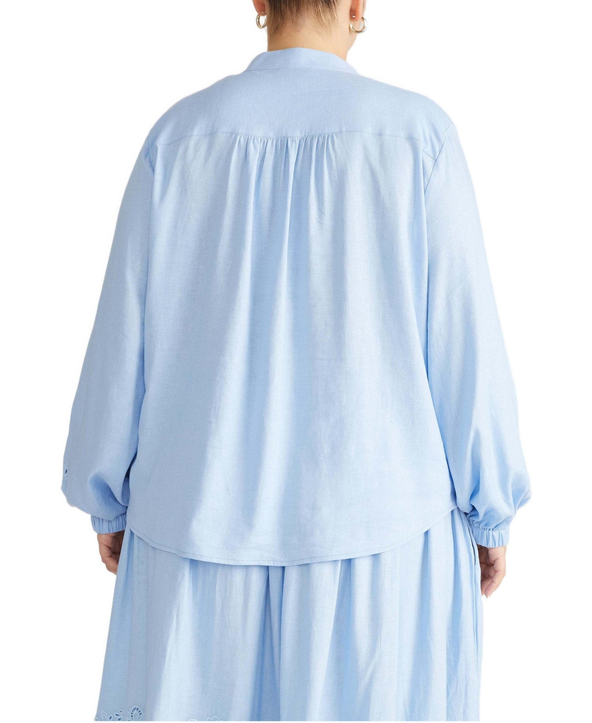Universal Standard Plus Frances Linen-Blend Embroidered Relaxed-Fit Blouse