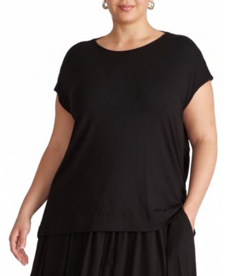 Plus Size Alida Draped Liquid Jersey Boat-Neck Top