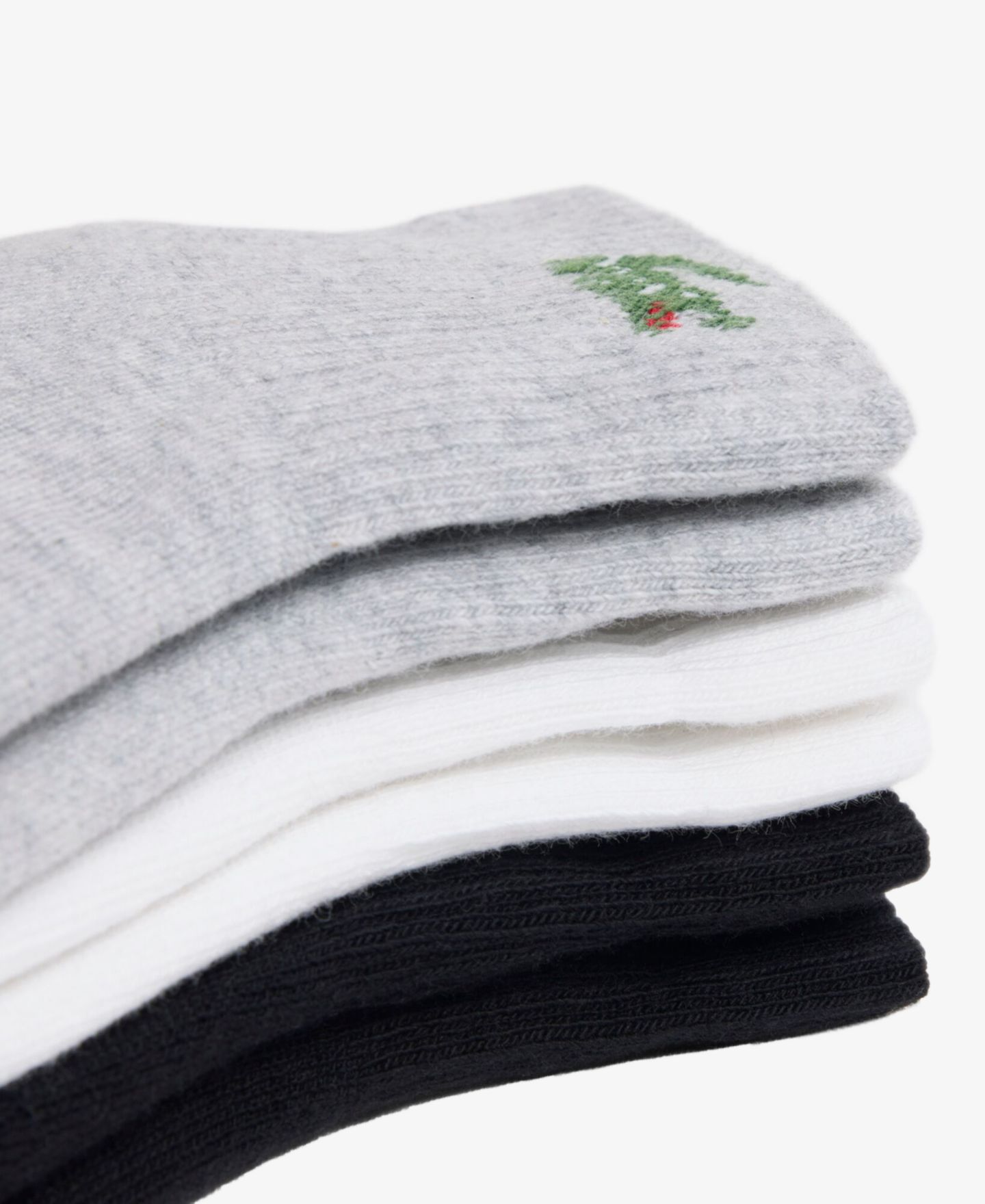 Носки для мужчин, низкие, с отворотом, в рубчик, 3 шт. — Lacoste, цвет: Белый / Серебряный — фото 3
