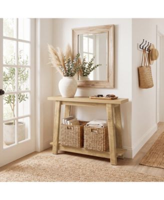 41.3" Console Table with Shelf, Light Brown Entryway Table