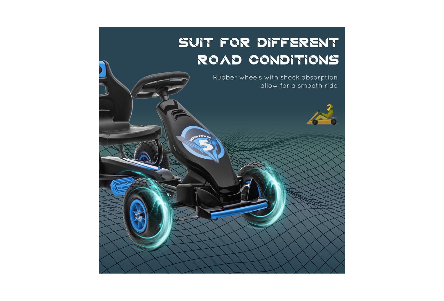 Детская игрушка YOBTOP Kids Pedal Go Kart with Adjustable Seat, Suspension System & Safety Hand Brake Ride-On Toy, 110 lbs Capacity, Ages 5-12, цвет: Синий — фото 6