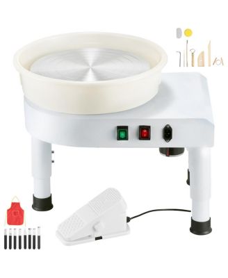 Pottery Wheel for Home DIY - 14 in Ceramic Forming Machine, Foot Pedal Speed Control, Detachable Basin with Lift Leg, Complete Accessories