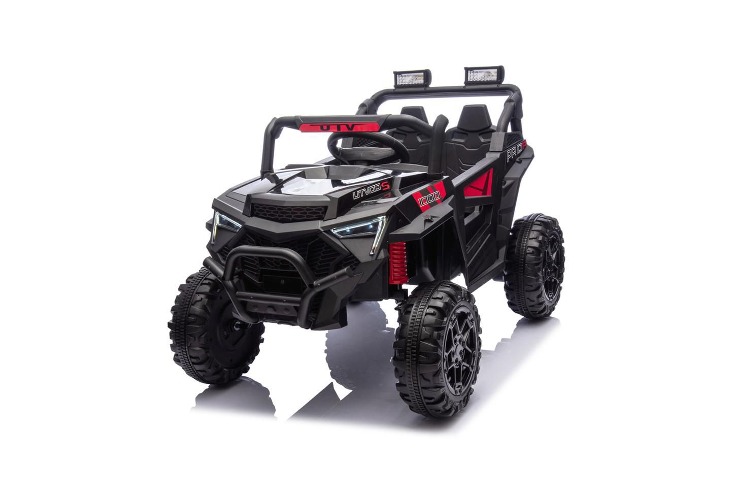 Детская игрушка YOBTOP 24V 400W Kids Ride On Electric UTV - Parents Remote Control, Four-Wheel Suspension, LED Lights, USB and MP3 Music and Bluetooth for Kids, цвет: Чёрный красный — фото 1