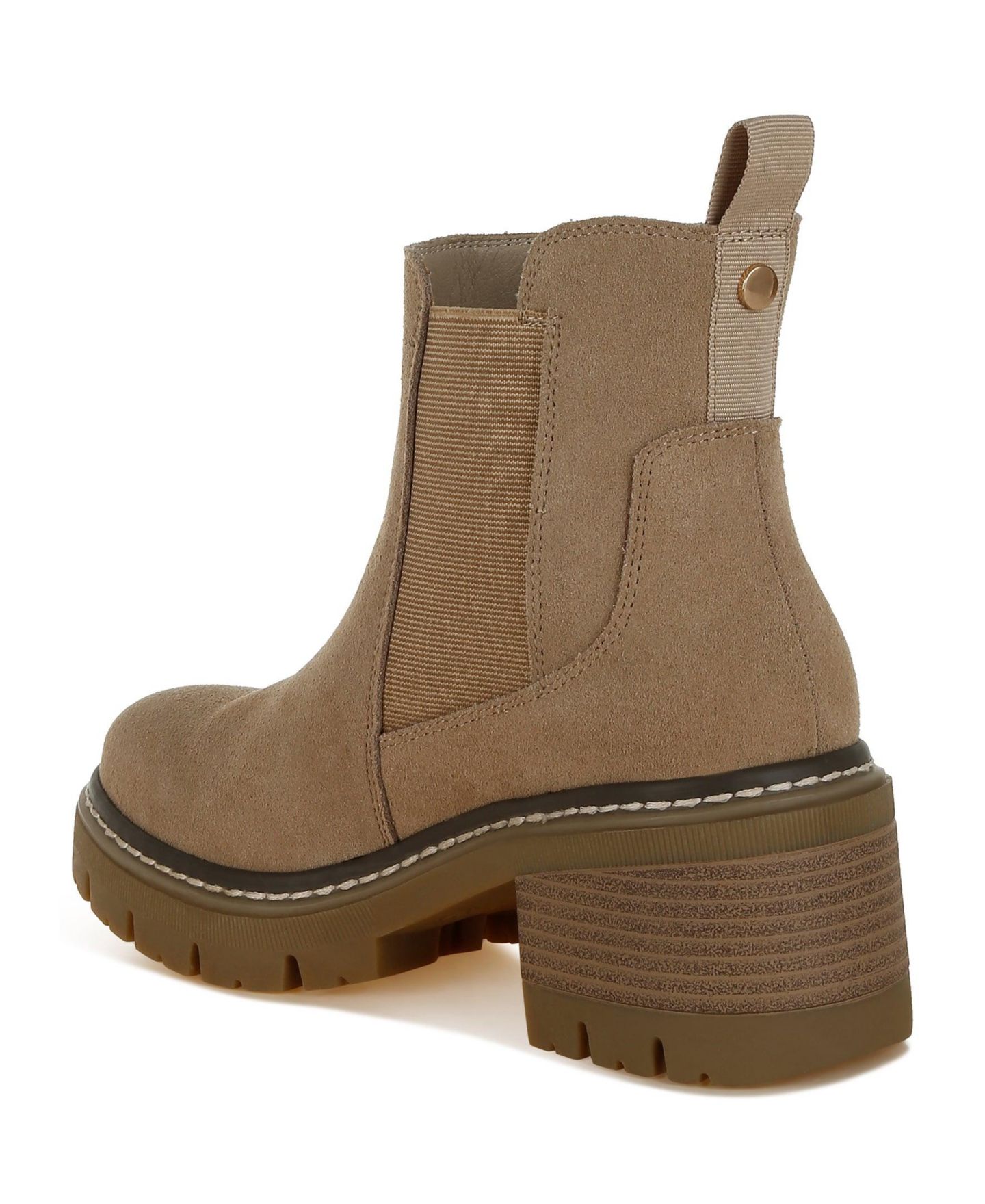 Женские ботинки Rag & Co Vostok Suede Chunky Chelsea, цвет: Бежевый замшевый — фото 9
