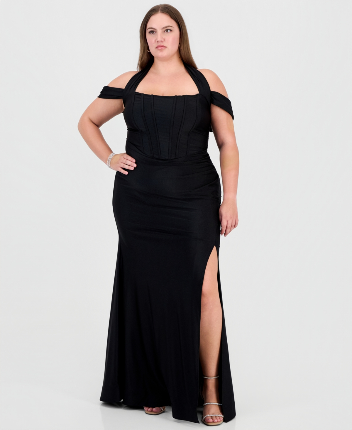 Emerald Sundae Plus Off-the-Shoulder Corset Gown