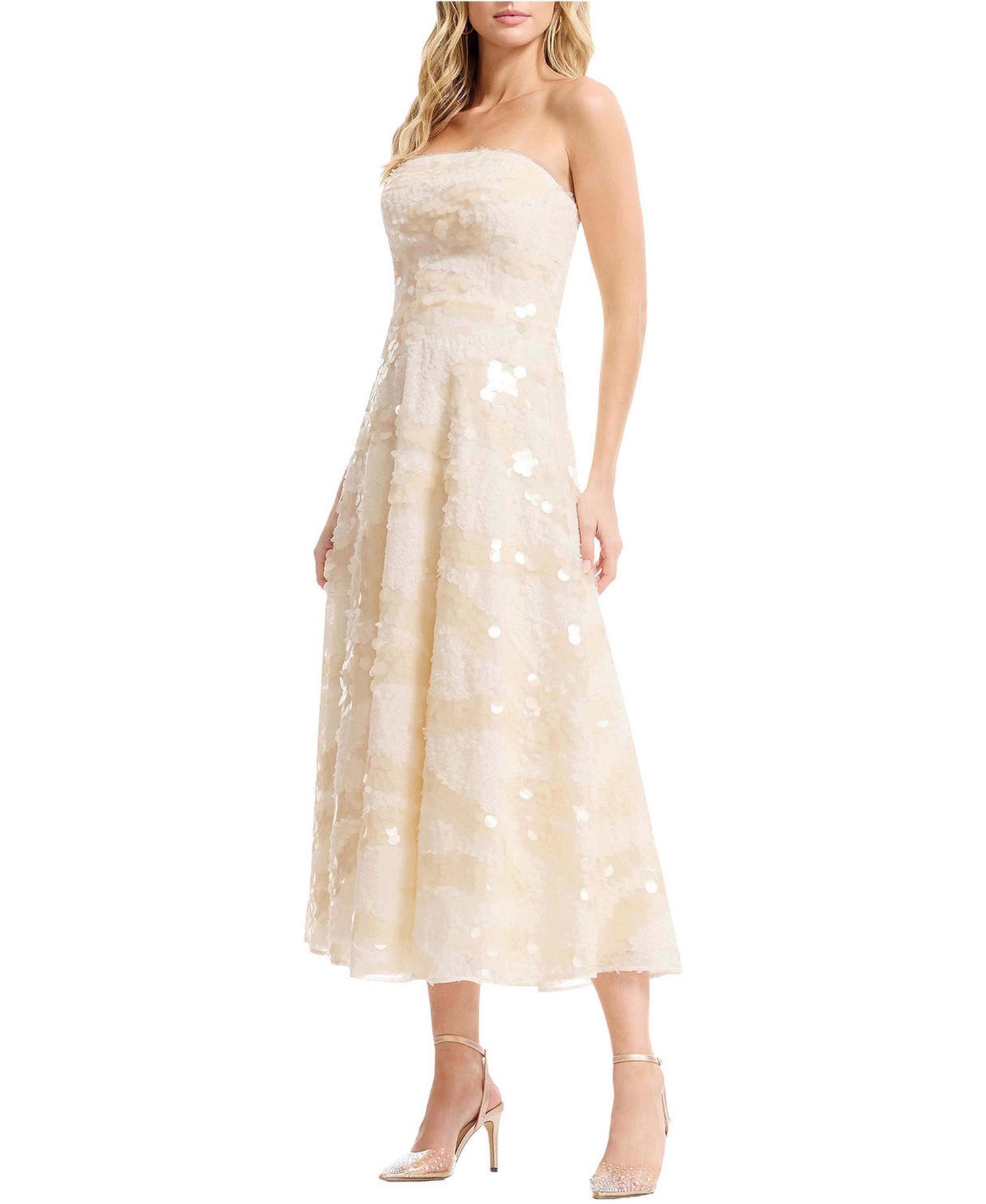 Women's Kailyn Strapless Sequin Floral Midi Dress