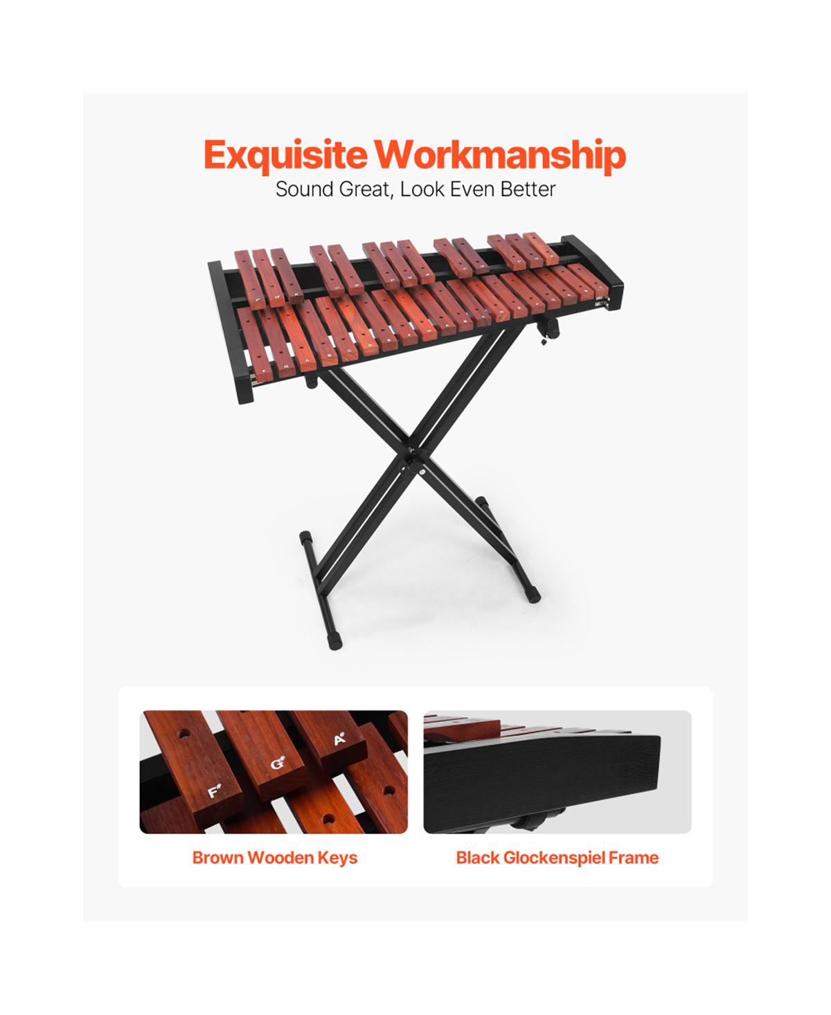 Yobtop 32-Note Wooden-Key Adjustable-Stand Glockenspiel, Ages 3+