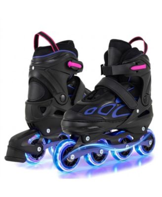 Kids Inline Skates with Low-Noise Brake Illuminating Wheels and 4-Size Adjustment Ages 9-14