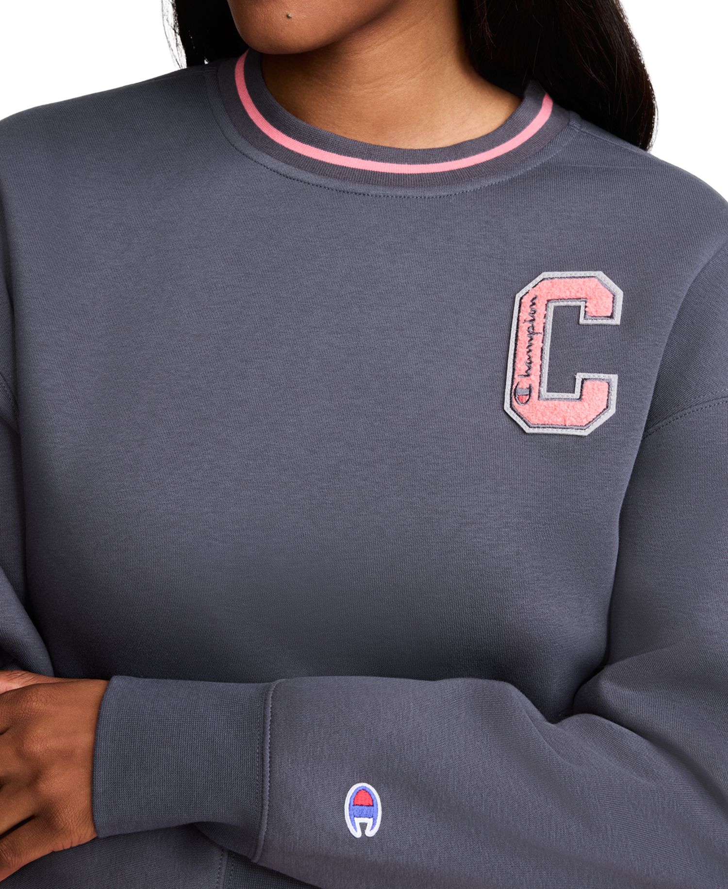 Women's Crew W C Patch Long-Sleeve Chenille Sweatshirt