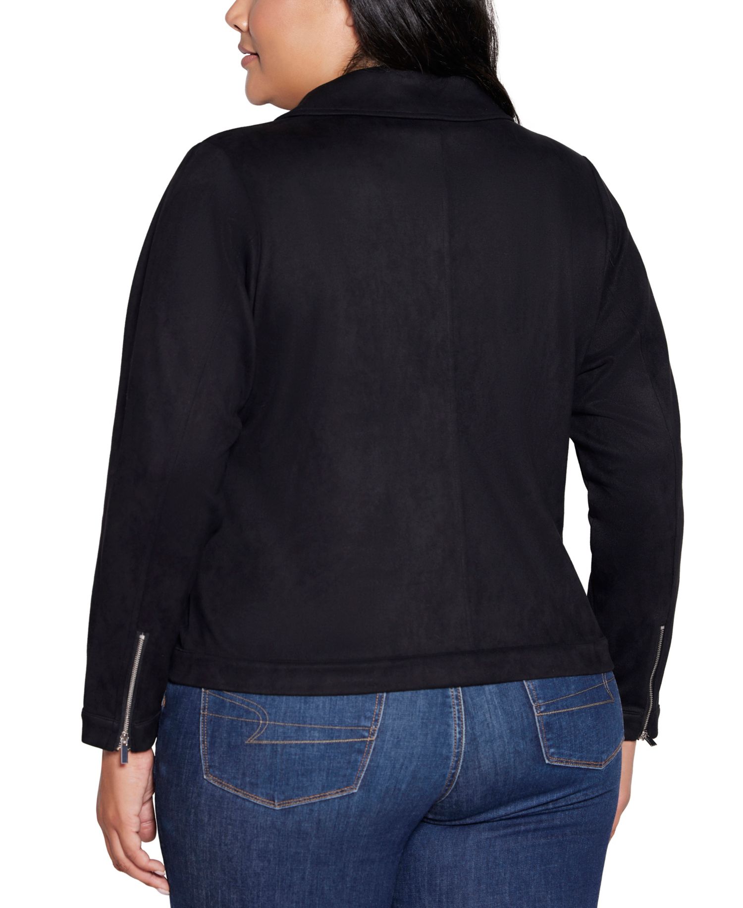 Plus Size Moto Faux Suede Jacket