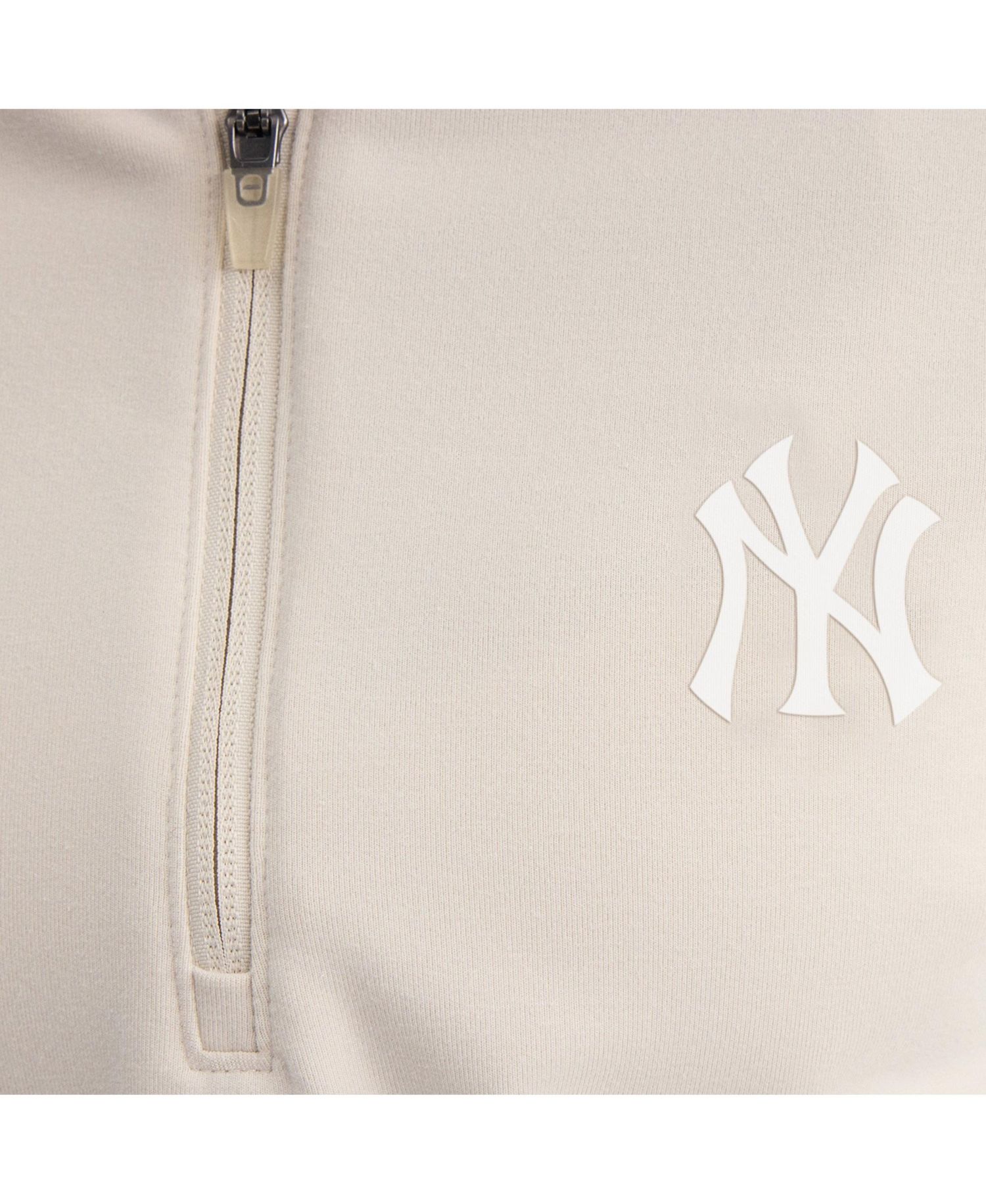 Women's Beige New York Yankees Oversized Clutch Tri-Blend Half-Zip Pullover Sweatshirt