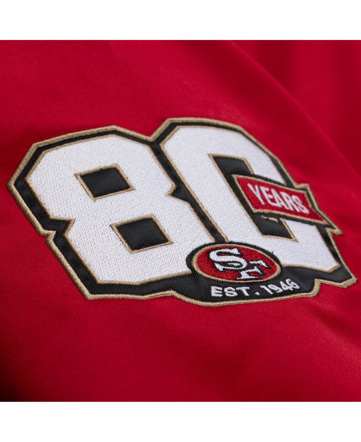Мужская куртка Mitchell & Ness Scarlet San Francisco 49ers 80th Anniversary Heavyweight Satin Full-Snap — фото 5