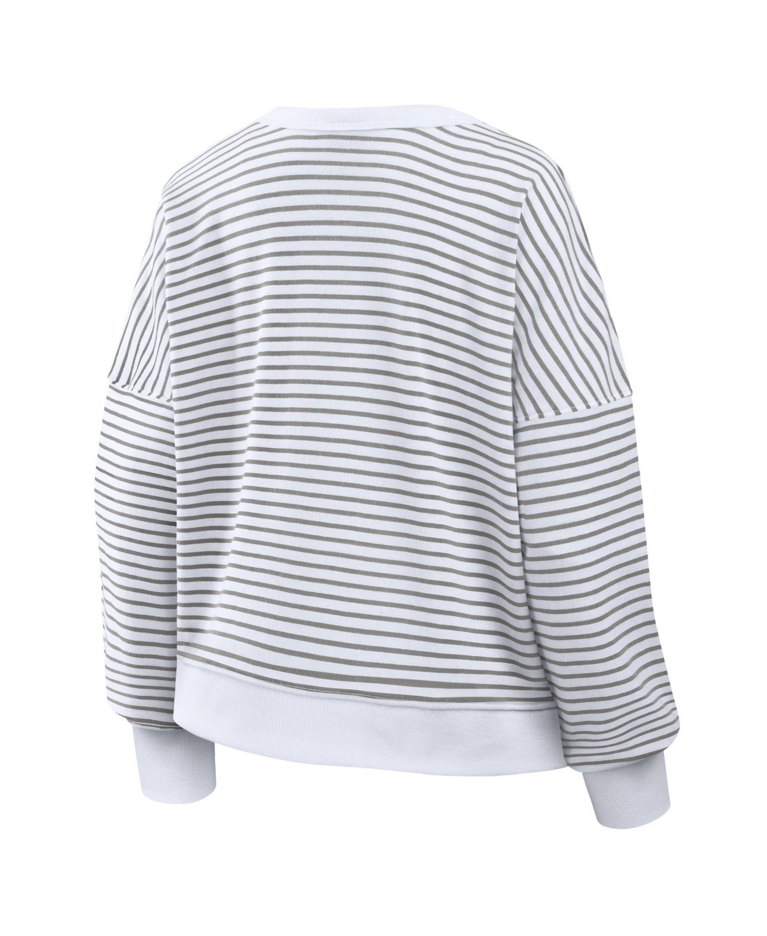 Women's White/Gray Green Bay Packers Striped Oversized French Terry Sweatshirt