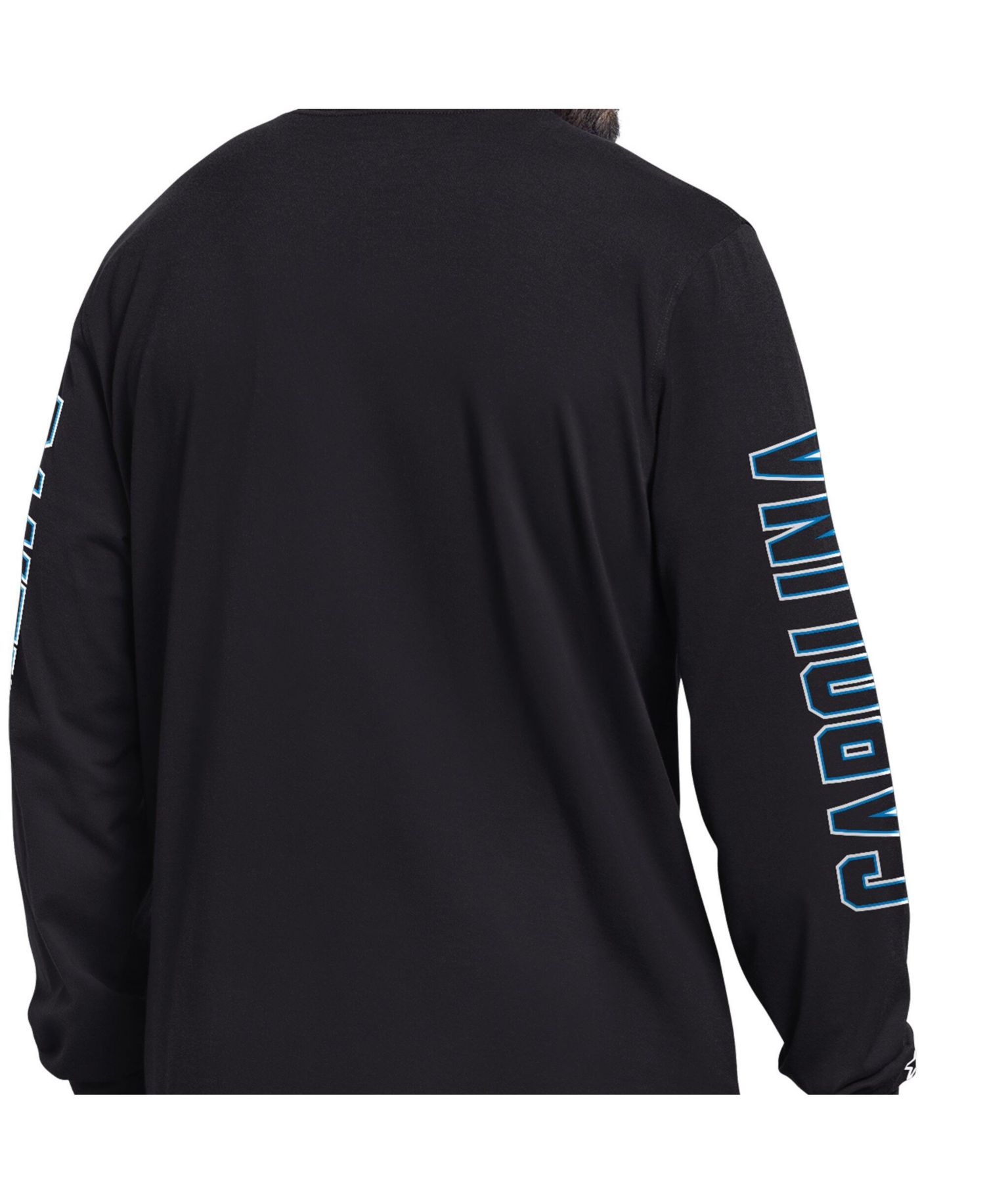 Men's Black Carolina Panthers Clutch Hit II Long-Sleeve T-Shirt