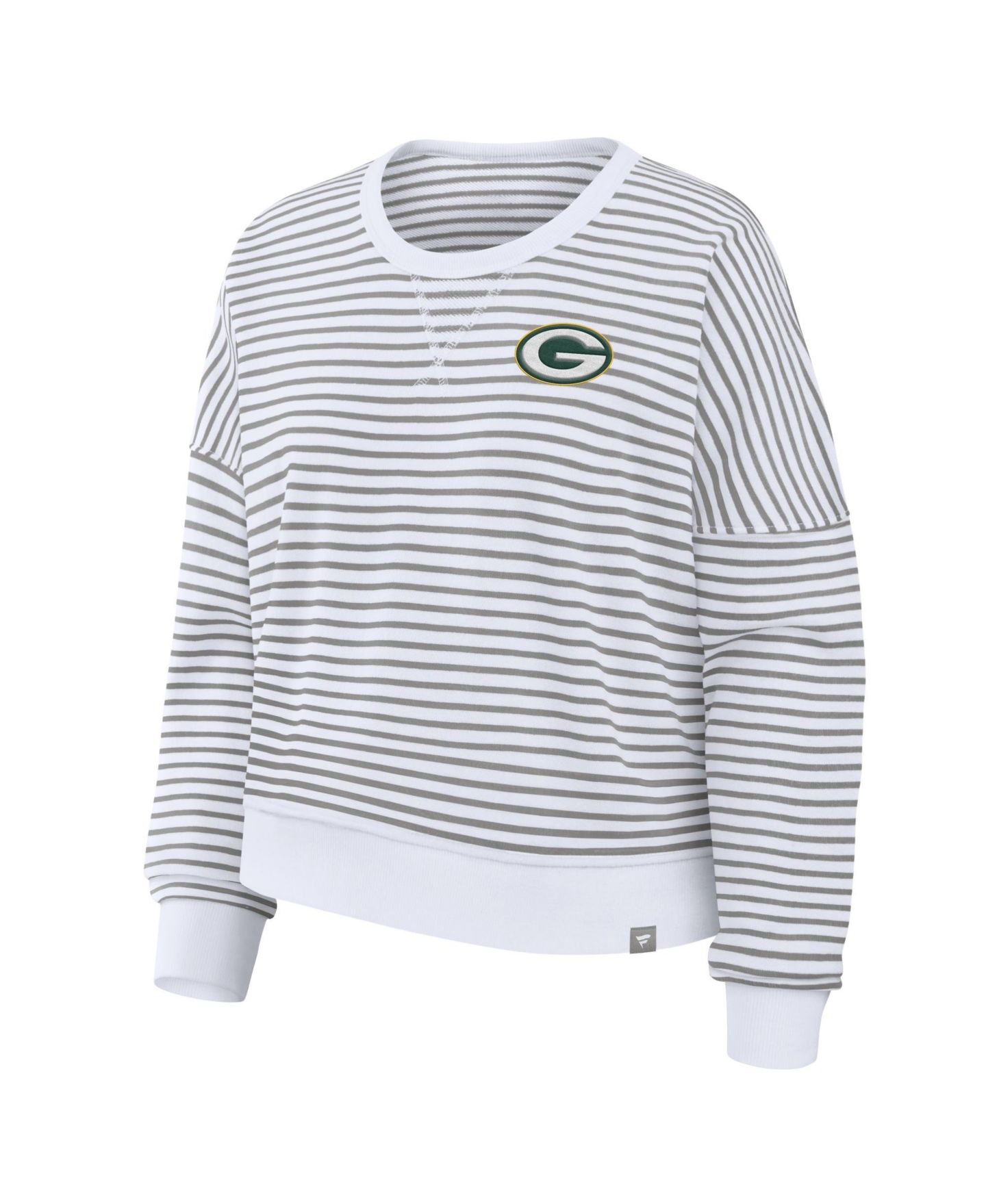 Женский свитшот Fanatics White/Gray Green Bay Packers Striped Oversized French Terry — фото 3