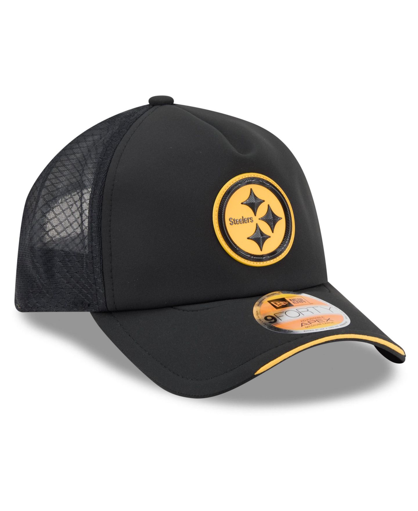 Мужская кепка-тракер New Era Pittsburgh Steelers 2026 Sideline Apex 9FORTY, Black — фото 4