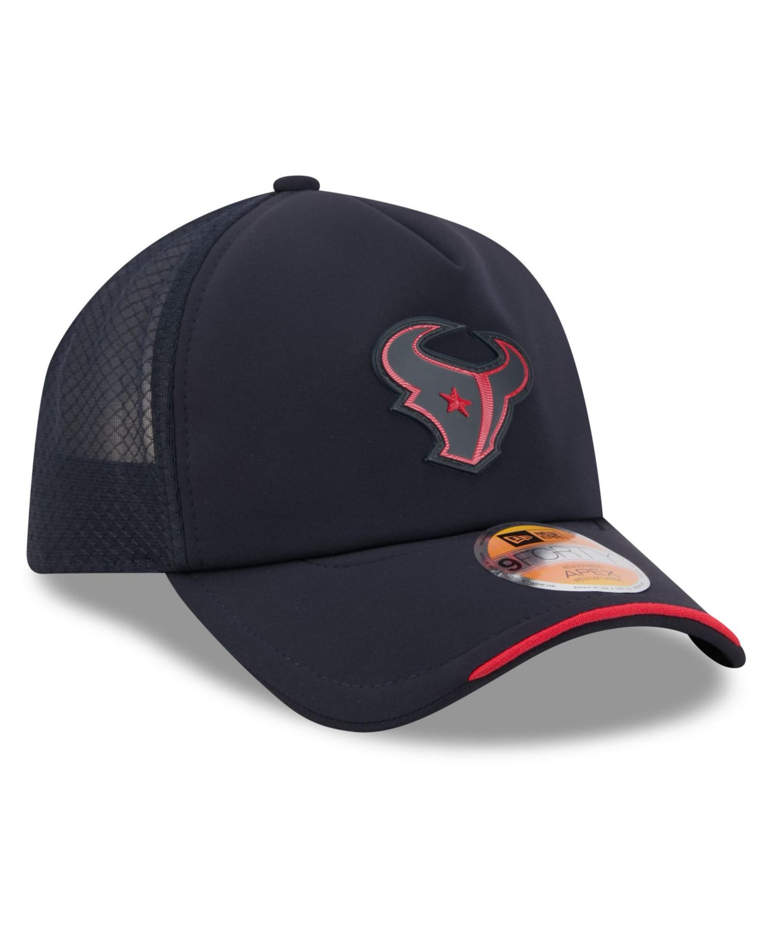 Men's Navy Houston Texans 2026 Sideline Apex 9FORTY Adjustable Trucker Hat