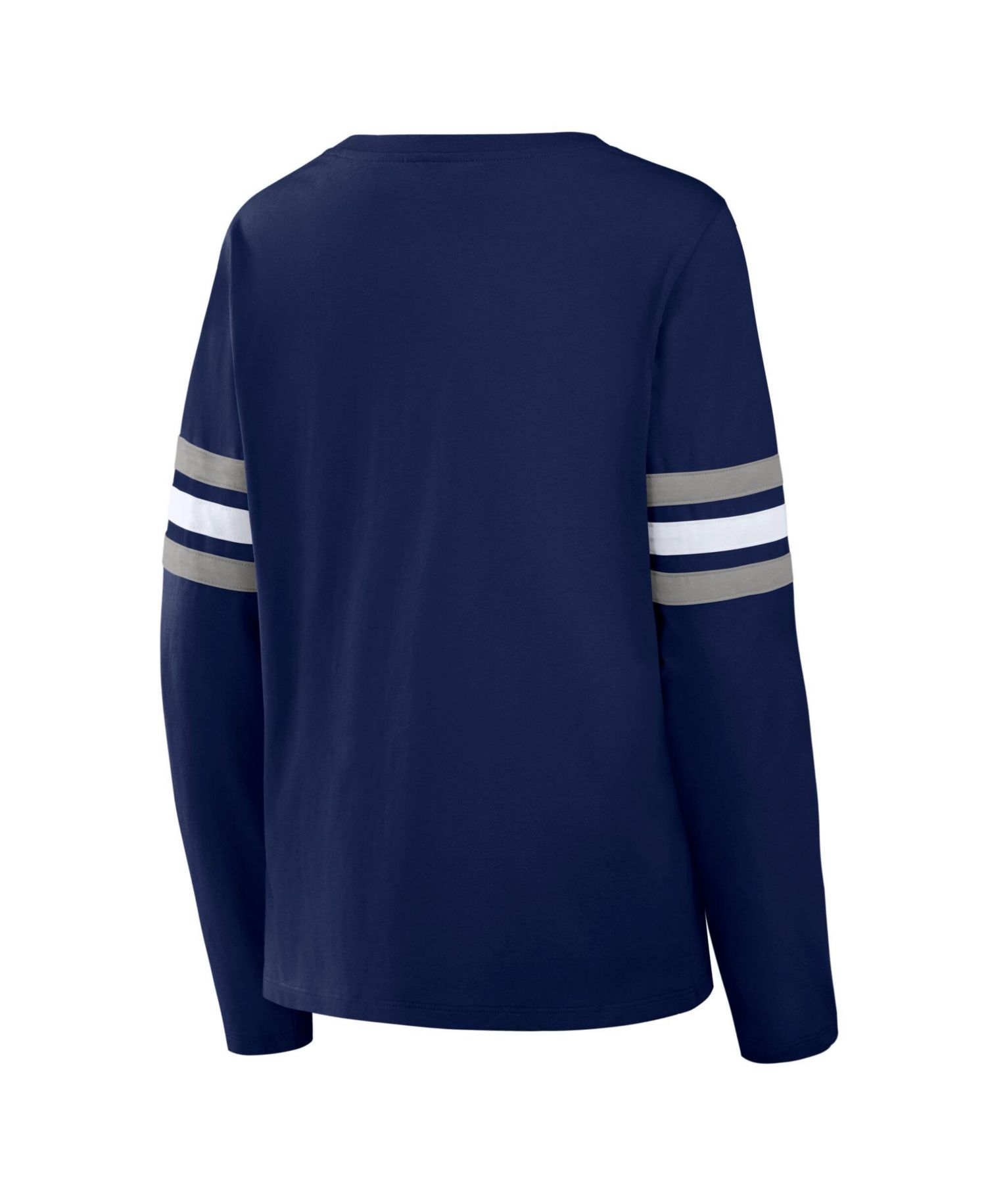 Women's Navy Dallas Cowboys Team First Coverage Scheme Lace-UpLong Sleeve T-Shirt